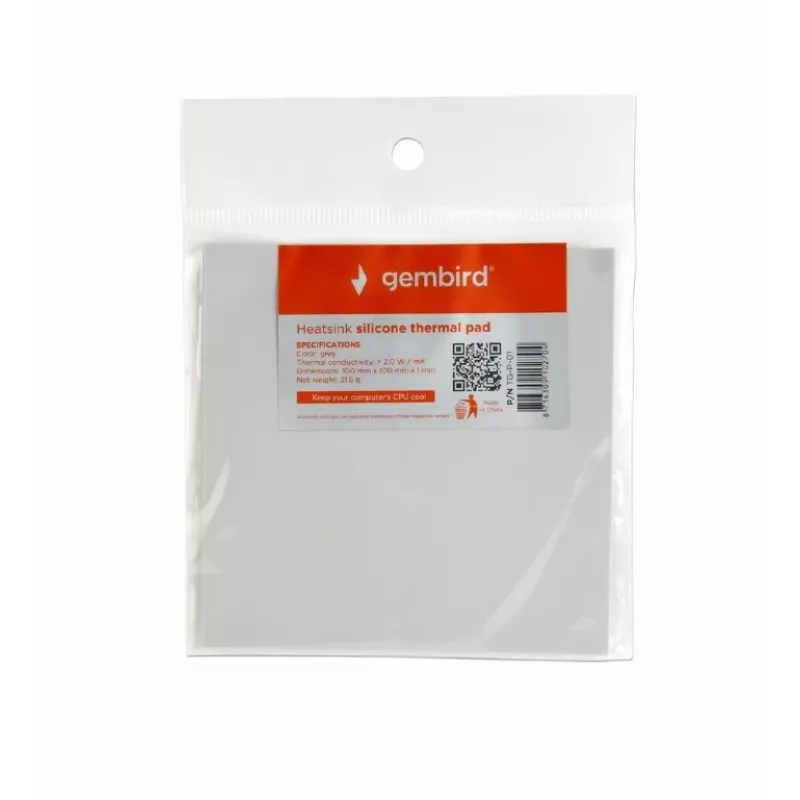 Gembird TG-P-01 siliconen warmtegeleidingspad, 100 x 100 x 1 mm