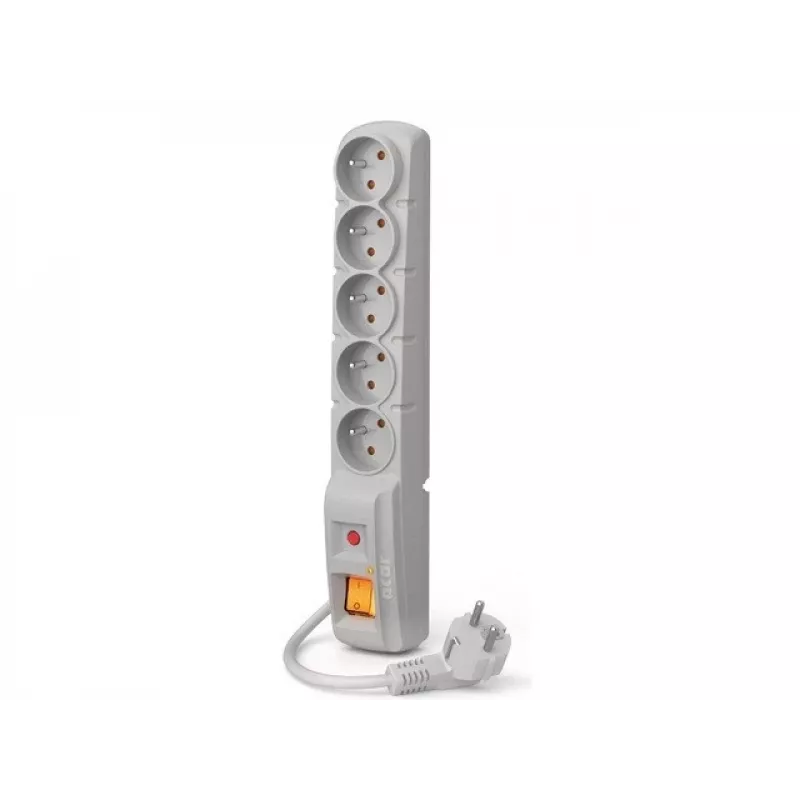 ACAR F5 overspanningsbeveiliging stekkerdoos 5 stopcontacten 3m grijs