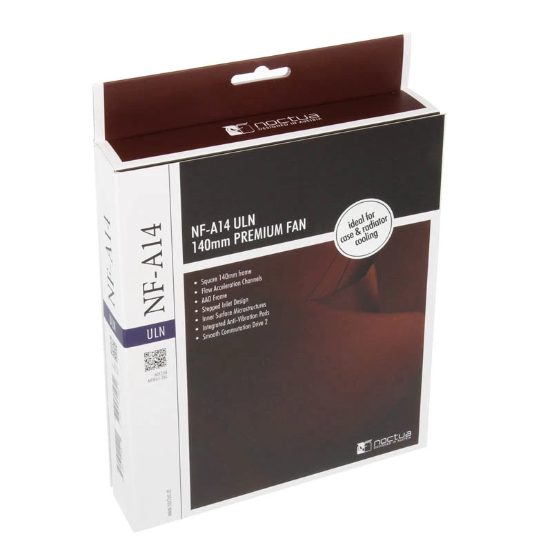 Noctua NF-A14 ULN 140 mm computer-behuizingsventilator, 140×25 mm, 600–800 tpm, 79,8 m³/h, 11,9 dB