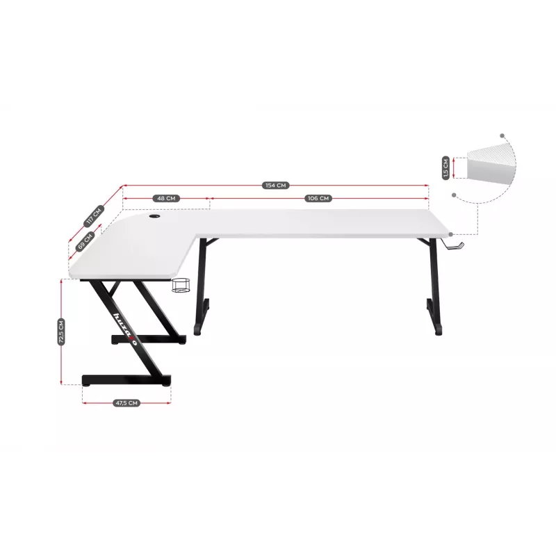 GAMING-DESK HUZARO HERO 7.0 WIT