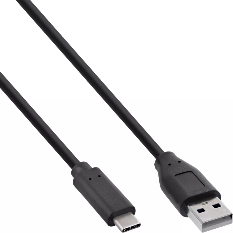 InLine USB 2.0-kabel USB-C naar A, zwart, 1 m, bulkverpakking van 130 stuks (B-35731)