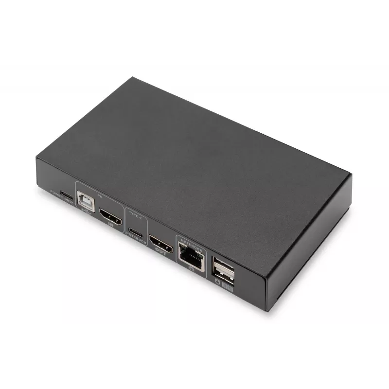 DIGITUS DS-12901 - KVM-/audio-/USB-switch - 4K 30 Hz, USB-C/USB/HDMI-ingang, HDMI-uitgang, netwerk
