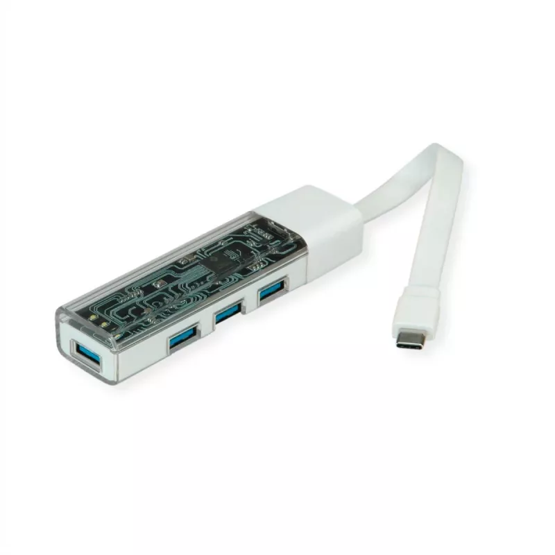 ROLINE mobiele USB 3.2 Gen 1 hub, 4-voudig, type A+C aansluitkabel