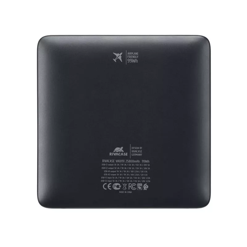 Powerbank Rivacase VA1091 — 25800 mAh, totale uitgangsvermogen 100 W, USB-aansluitingen