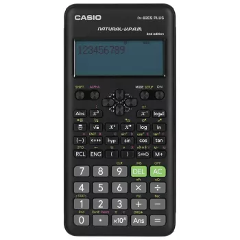 Wetenschappelijke zakrekenmachine CASIO FX-82ES PLUS-2 Pocket — 252 functies, 12-cijferig puntmatrixdisplay, batterijgevoed (AAA), zwart