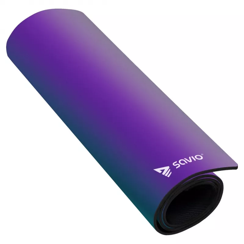 Gaming-muispad SAVIO Super Speed L Prism Edition — 700×300×3 mm, paars, gestikte randen, antislip onderkant