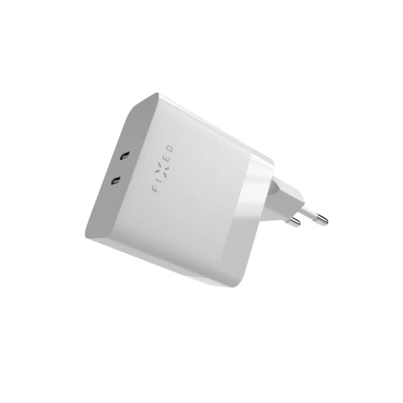 Oplader FIXED FIXC65-2C-WH voor binnen AC snelladen 2x USB Type-C