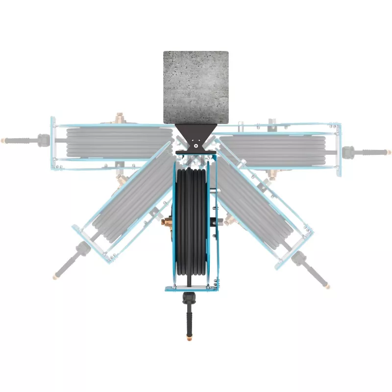 Open slanghaspel 9040OS-10, 20 meter, persluchtslang blauw, 2 meter aansluitslang