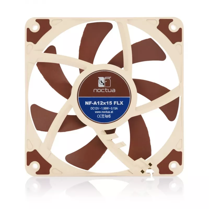 Ventilator Noctua NF-A12x15 FLX — 120 mm platte 15 mm pc-behuizingventilator, 12 V, 1850 tpm, 94,2 m³/h, 23,9 dB, 3-pin