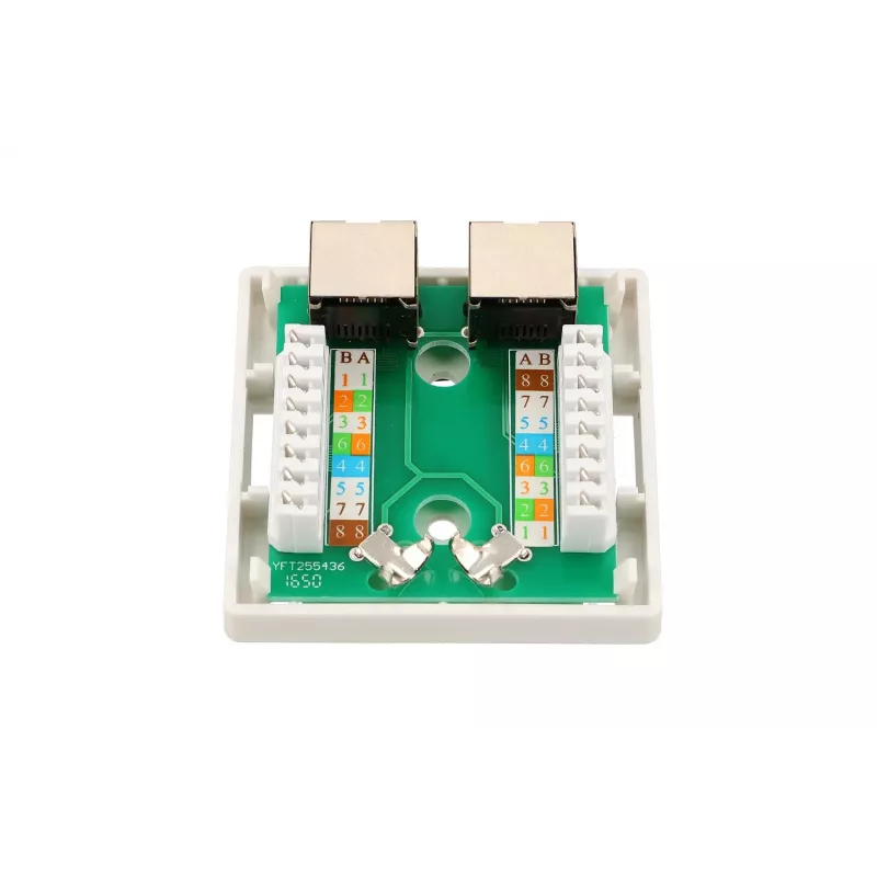 Opbouw netwerkdoos Extralink EX.9649 — 2x RJ45 Cat5e STP