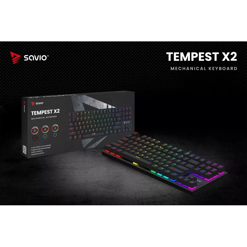 Mechanisch toetsenbord RGB Tempest X2 Outemu Red Savio Savgk-tempest X2 Red