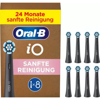 Oral-B vervangende koppen iO Gentle Clean 8-pack, zwart — voor gevoelige gebieden en tandvleesverzorging