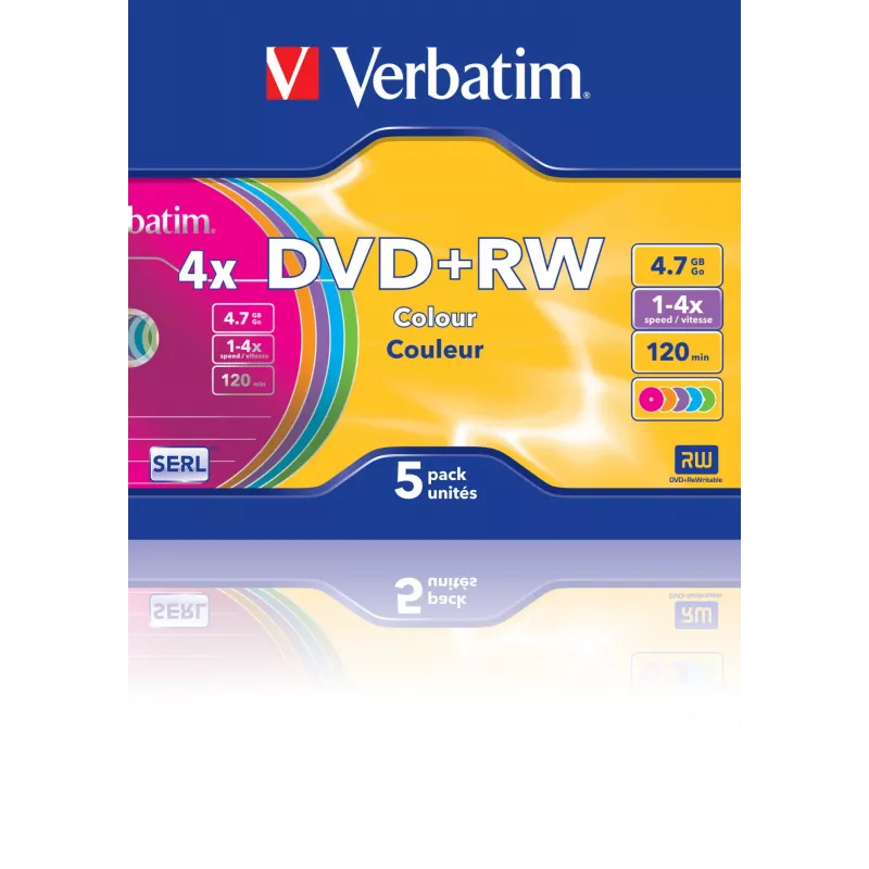 VERBATIM 43297 Verbatim DVD+RW slank Jewel Case 5 4.7GB 4x kleur