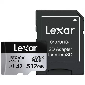Flashgeheugen Lexar 512 GB UHS-I microSDXC SILVER PLUS