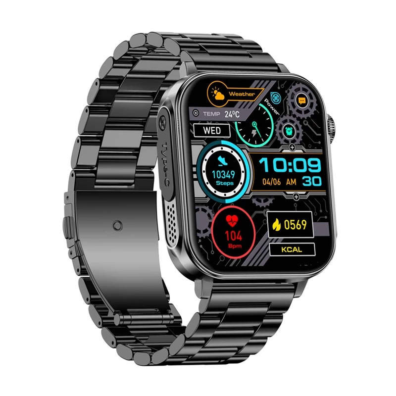 Smartwatch Colmi P80 staal zwart met Bluetooth en hartslagmeter