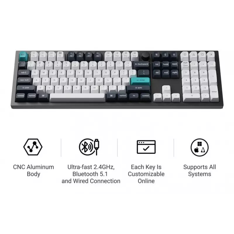 Mechanisch toetsenbord Keychron Q6 Max QMK VIA met Gateron Jupiter switches, full-size-indeling