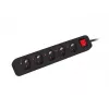 Lanberg PS1-05E-0300-BK stekkerdoos, 5 stopcontacten, 3 m, zwart, met schakelaar