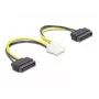 Stroomkabel DeLOCK 83020 2 x 15-pins-SATA naar 8-pins-EPS 15 cm
