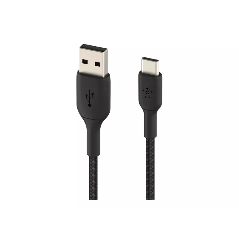 Gevlochten USB-C naar USB-A kabel 3m zwart