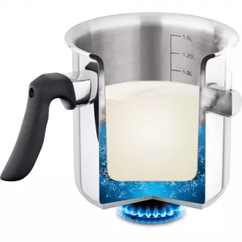 Melkkan LAMART LT1068, dubbelwandig rvs, sandwichbodem, 1,5 L, fluitje, volumeschaal
