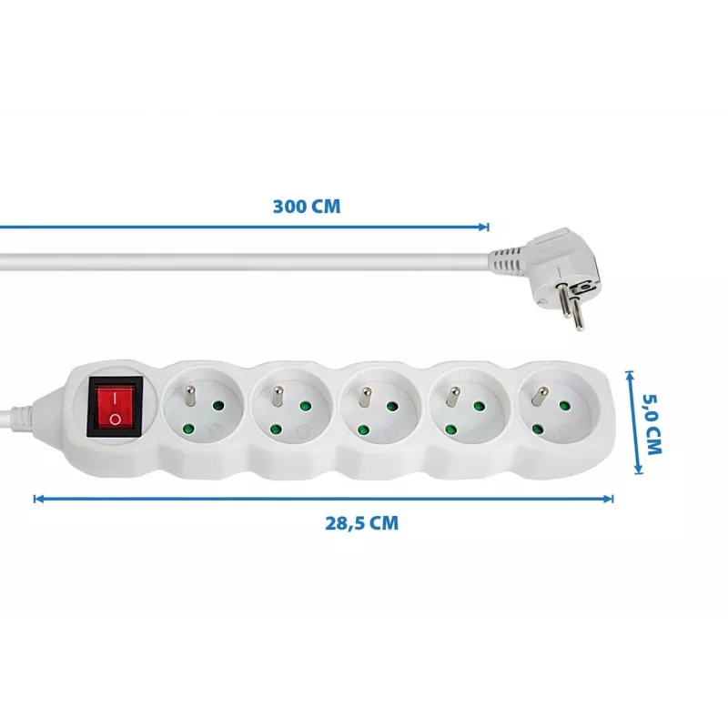 Esperanza ELK215W stroomverdeler 3 m 5 AC-stopcontact(en) binnen wit