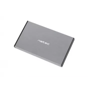 Externe HDD/SSD-behuizing NATEC Rhino GO — 2,5 inch SATA, 9,5 mm, USB 3.0, aluminium, grijs, tot 4 TB