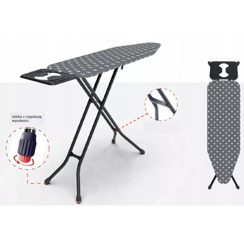STRIJKPLANK 120x38cm PROMIS PKD50 STAR stevig met in hoogte verstelbare stabiliteit