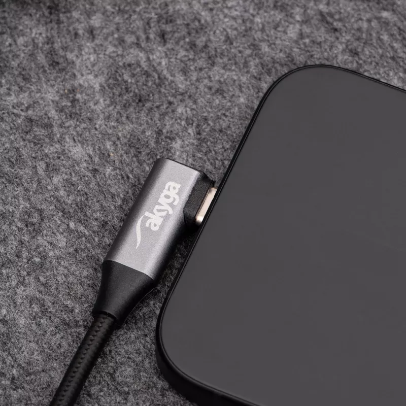 Akyga AK-USB-58 haakse USB-C naar USB-A kabel, 30 cm, 60 W, gevlochten, zwart