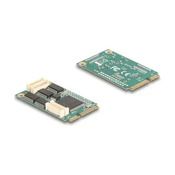 Interne RS-232-interfacekaart DELOCK 95278 — Mini PCI Express host, 4× RS-232-uitgangen, FIFO 256 B, 30×51×10 mm