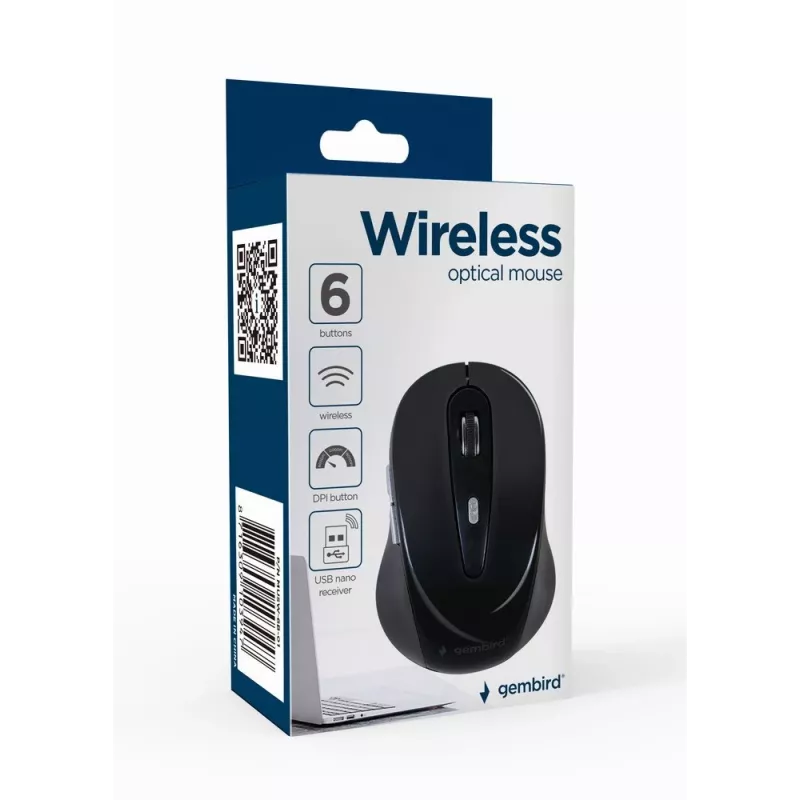 Gembird MUSW-6B-01 muis kantoor rechtshandig RF draadloos optisch 1600 DPI