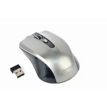 Draadloze muis GEMBIRD MUSW-4B-04-BG — rechtshandig, optisch 1600 DPI, 4 knoppen, RF Wireless, zwart/grijs