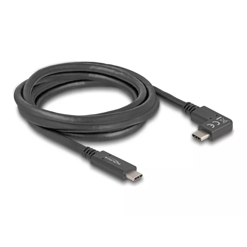 DeLOCK USB-kabel USB Type-C stekker naar USB Type-C stekker haaks 2 m 5 Gbit/s 4K PD 60 W