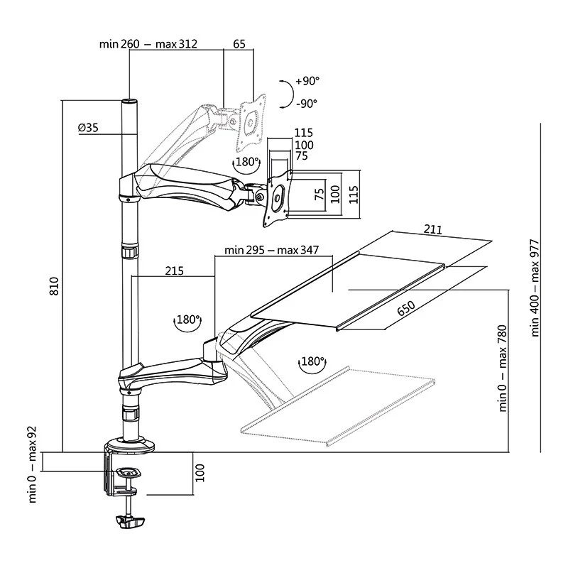 LogiLink BP0030 monitorbeugel / voet 68,6 cm (27) bureau zwart