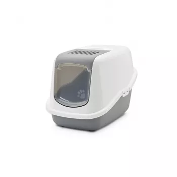 SAVIC Nestor wit-grijs - kattenbak met kap - 56x39x38,5 cm - 1 stuk