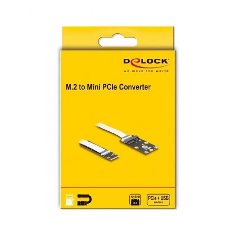 DeLOCK converter M.2 Key B+M stekker naar Mini PCIe-slot flexibele kabel