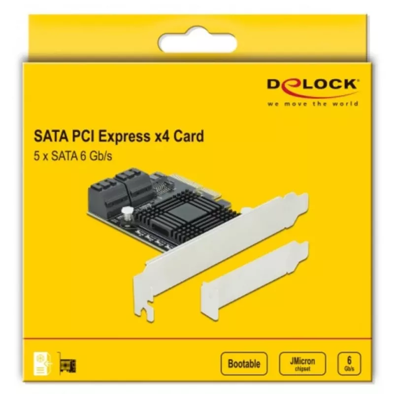 SATA PCI Express x4 kaart DeLOCK 5 poort low profile formfactor