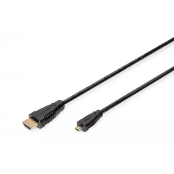 Digitus ASSMANN - HDMI-kabel met Ethernet - 19 pin micro HDMI Type D mannelijk naar HDMI mannelijk - 1 m - drievoudige isolatie - zwart (AK-330115-010-S)