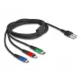 DeLOCK 90156 USB-oplaadkabel 3-in-1, Type-A naar Lightning / Micro USB / USB Type-C, 2 m, meerkleurig