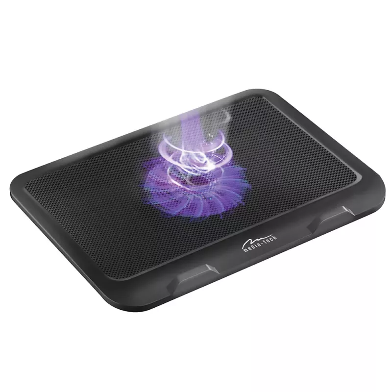 Koelpad MEDIA-TECH MT2660 – USB-laptopkoeler, 1 ventilator 13,5 cm, 20 CFM, 1000 tpm, 330×250×40 mm, 327 g, achtergrondverlichting