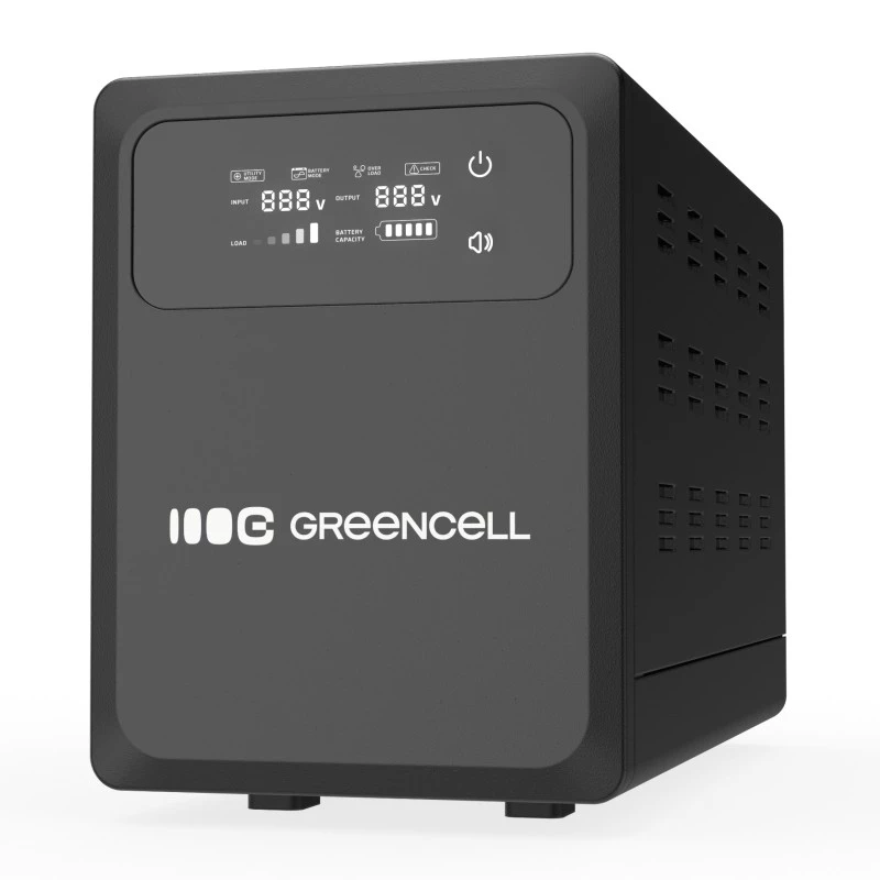 Green Cell PowerCore UPSLPPC1000 1500VA / 1000W AVR UPS, 12 VDC, LCD, zonder accu's