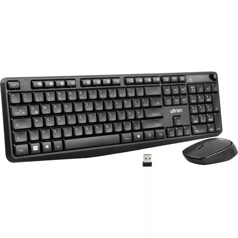 Ultron UMC300 toetsenbord-muisset – RF draadloos Duits zwart (364180)