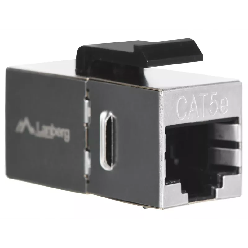 Keystone-module LANBERG KSF5-3000 — Cat5e F/UTP-platkabel, RJ-45-bus, zwart