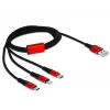DeLOCK - kabel alleen voor opladen - Lightning / USB - USB (M) naar Micro-USB Type B, Lightning, USB-C (M) - 1,0 m - afgeschermd - zwart (85892)