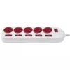 Maclean stekkerdoos, verlengsnoer 5 stopcontacten, met schakelaars, 250VAC/10A, 1.5m, MCE204 R/W