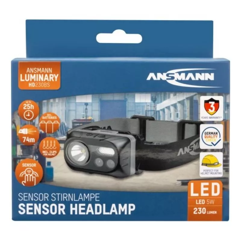 LED-hoofdlamp ANSMANN ANS 1600-0386 — op batterijen, compacte handsfree verlichting