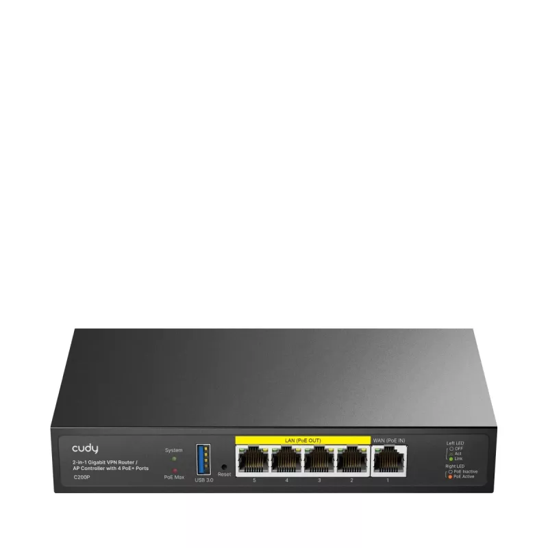 WLAN-router Cudy C200P dualband 300 Mbit/s, Gigabit Ethernet, USB 3.0, metalen behuizing