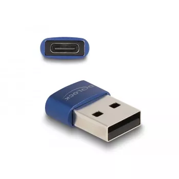 DeLOCK USB 2.0 adapter USB Type-A stekker naar USB Type-C bus blauw
