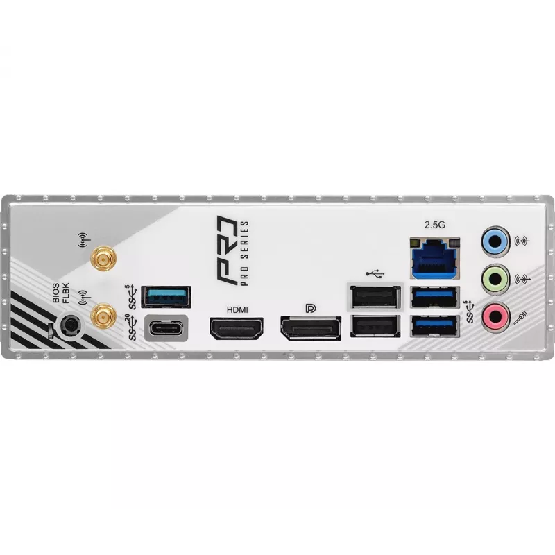 Moederbord ASRock B860M Pro RS WiFi — Intel B860, LGA 1851, micro ATX, DDR5, 4 DIMM, 3x M.2, 2.5Gb LAN, Wi‑Fi, Bluetooth
