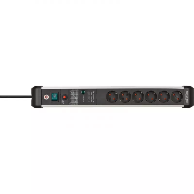 Verlengsnoer Brennenstuhl 1391010600 3m 6 stopcontacten binnen zwart zilver