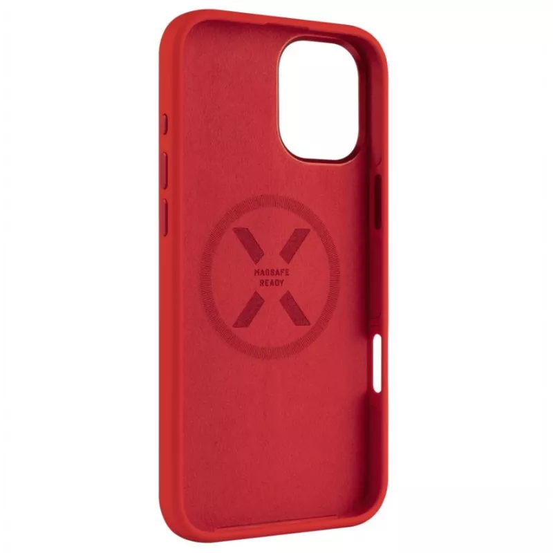 Achtercover FIXED voor Apple iPhone 16 Plus — MagFlow vloeibaar siliconen, rood